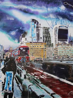 London Bridge -©2020-Cathy-Read-Watercolour-and-Acrylic-41-x-50.6-cm