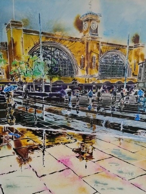 Kings Cross Reflections - ©2020 - Cathy Read -Watercolour and Acrylic Ink