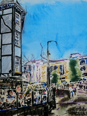 Shambles - Cathy Read - ©2019 - 50 x 40cm Watercolour and acrylic HR