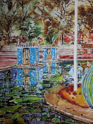 Battersea Park  - Cathy Read - ©2020 - 40 x 50 cm - Watercolour and acrylic ink