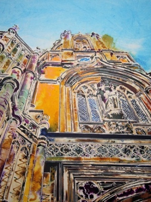 Christchurch, Oxford Tom Tower - ©2021 - Cathy Read - Watercolour and Acrylic ink