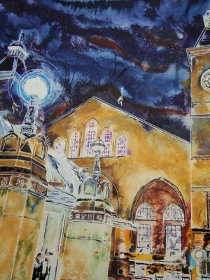 Liverpool Street Station - ©2021 - Cathy Read - Watercolour and acrylic - 56 cm x 76 cm