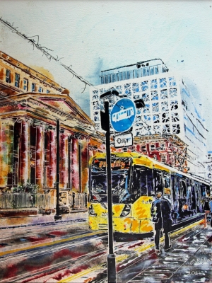 Leaving St Peters Square - ©2021 - Cathy Read - Watercolour and Acrylic - 61 x 45.7 cm