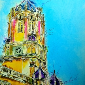 Christchurch, St Aldates - ©2022 - Cathy Read - Watercolour and Acrylic ink - 76 x 56 cm