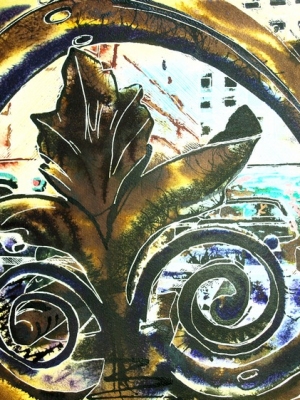 RA Railings - Cathy Read - ©2019 - Watercolour and Acrylic - 56x42cm