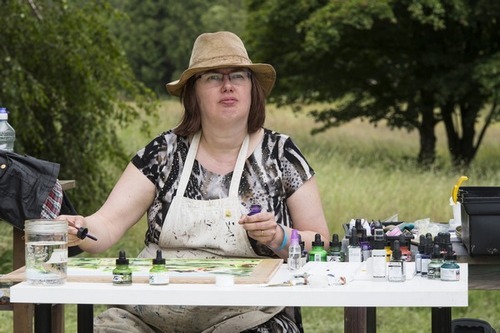 Cathy Read painting during Landscape Artist of the Year Competition - Courtesy Storyvault Films
