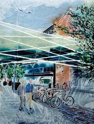 ©2011-Cathy-Read-Fingertrap-Bridge-on-Corporation-Street-Mixed-media-50.8x40.6cm