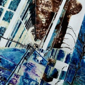 Milton Keynes Food Court. ©2012 - Cathy Read - Watching for the Urban Forager- Mixed Media- 50x40cm