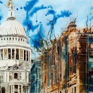 London architecture ©2012 - Cathy Read - The Life of London Churches- Mixed Media- 56x76cm
