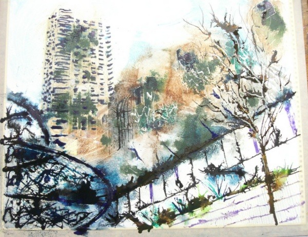 ©2013 - Cathy Read - Work in Progress Barbican - Mixed media - 40 x 50 cm
