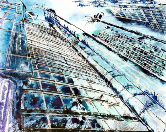 Anonymous in the City - ©2013 - Cathy Read - Watercolour and Acrylic- 40 x 50 cm - £570 framed