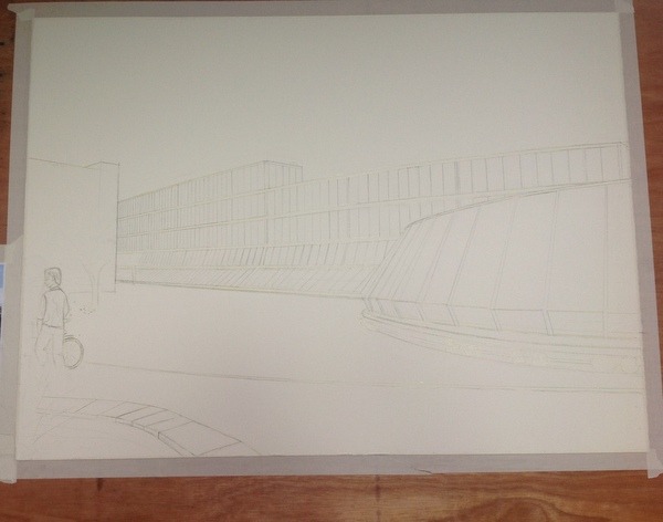 ©2013 - Cathy Read - Work in Progress Keble College Oxford, - Spaceship - Pencil - 55 x 75 cm