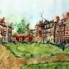 Painting of Lady Margaret Hall, Oxford - Toynbee and Deneke West ©2013 - Cathy Read - Watercolour and Acrylic - 55x75cm
