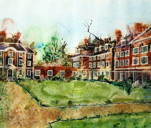 Lady Margaret Hall, Oxford - Toynbee and Deneke West ©2013 - Cathy Read - Watercolour and Acrylic - 55x75cm