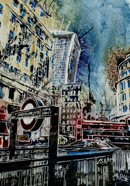 ©2014-Cathy-Read-London-Calling-Watercolour-and-Acrylic-17.5x25-cm
