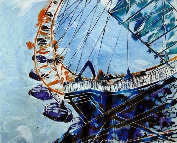 Painting of the London Eye©2011- Cathy Read-Millenium Vision-38x28cm- Mixed Media