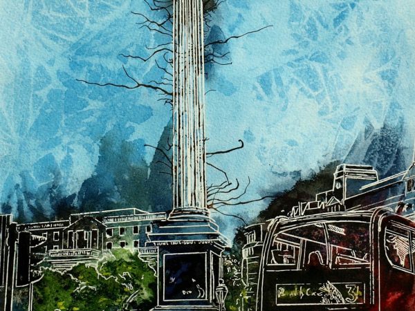Trafalgar Square - ©2015 - Cathy Read Watercolour and Acrylic - 38x28 cm