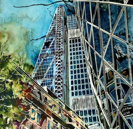 Lean on Me - ©2016 - Cathy Read - Watercolour and Acrylic - 50 x 40 cm