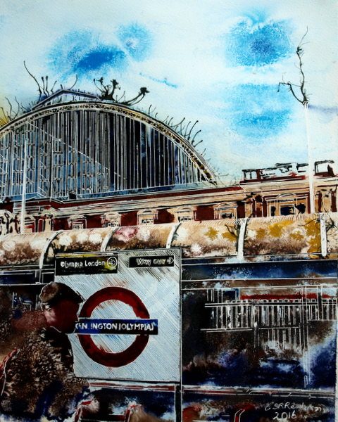 Kensington Olympia Painting ©2016 - Cathy Read - Olympia - Watercolour and Acrylic - 50 x 40 cm