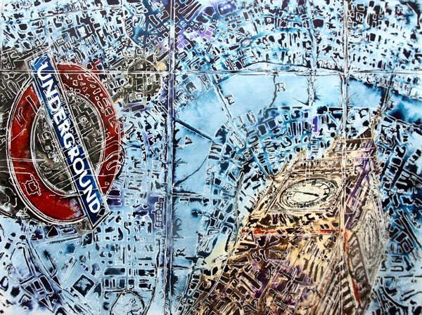 ©2016-Cathy Read-London Maps- Watercolour and Acrylic painting, new painting