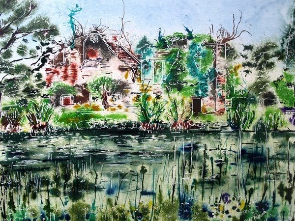 Finished Scotney Castle painting on Landscape-Artist-of-the-Year-Scotney-Castle-Painting- ©2016-Cathy Read-Watercolour-and-Acrylic