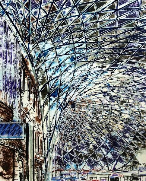 Kings cross painting ©2016 - Cathy Read - Kings Cross detail work in progress - Graphie - 40 x 50 cm