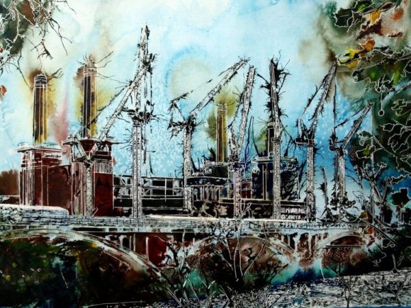 Battersea Power Station Painting©2015 - Cathy Read -Battersea Reborn - Watercolour and Acrylic - 55x75 cm