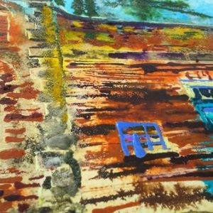 ©2017 - Cathy Read -Claydon House Courtyard WIP detail 2 -watercolour and acrylic ink - 40 x 50 cm