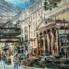 ©2017-Cathy-Read- Painting of The Haymarket, London -watercolour and acrylic ink-56x76cm - £1247