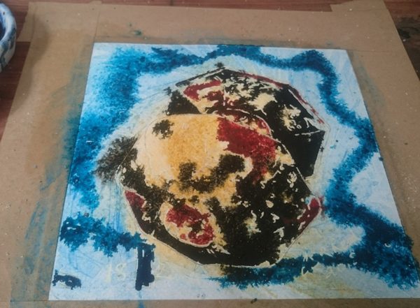 Painting in progress of a brass door knob. Well Street, Buckingham