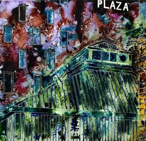 Hot Tin View -©2012 Cathy Read - Watercolour and acrylic ink - 40x50cm