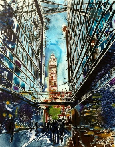 Light at the End of the Tunnel - ©2015-Cathy Read-Watercolour-and-Acrylic-50x40-cm
