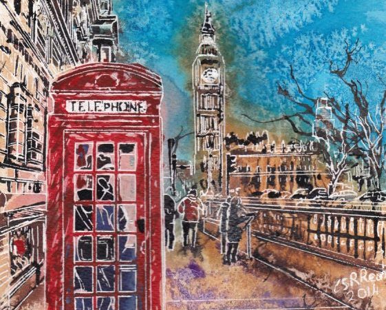 Hi Mum, Just Called to say...- Watercolour and Acrylic on paper-30 x 21 cm -©2014 - Cathy Read