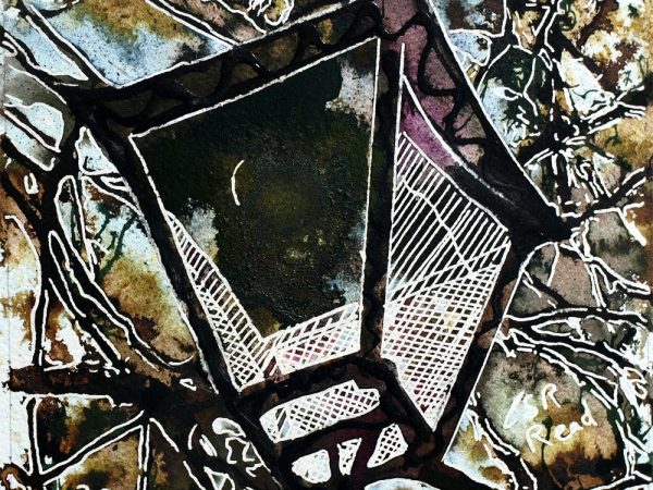 Painting of a Lamp post by Buckingham ChurchDecember - 30 Streetlight - Cathy Read - ©2018 - Watercolour and Acrylic