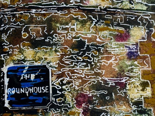 Stone wall Painting of stonework on the Roundhouse in Buckingham35 Stonework- Cathy Read - ©2018 - Watercolour and Acrylic - 17.8 x 17.8cm