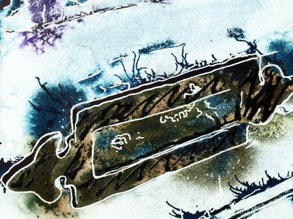 28 Letterbox - Cathy Read - ©2018 - Watercolour and Acrylic - 17.8x17.8cm