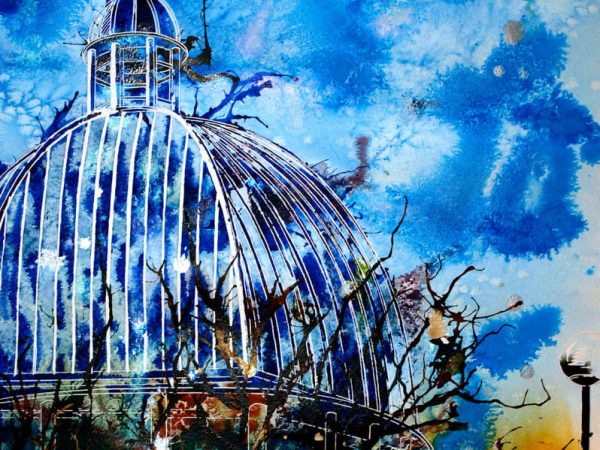 Painting on the Church in Central Milton Keynes - There is but One Church - ©2012 - Cathy Read - Watercolour and acrylic ink- 50x40cm