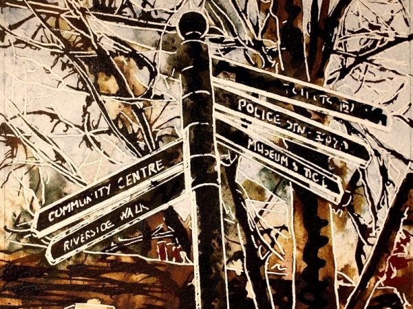 50-Signpost - ©2018 - Cathy Read -Watercolour and Acrylic ink SOLD