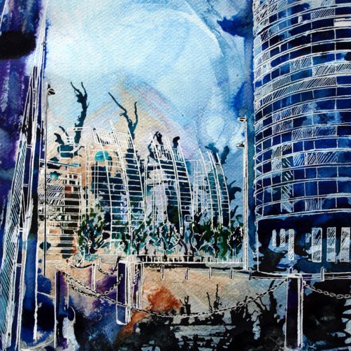 Salford Quays - ©2011 - Cathy Read - 40 x 28 cm - Mixed Media