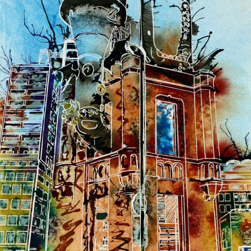 Music Stand - ©2015 - Cathy Read - Watercolour and Acrylic - 39 x 29 cm