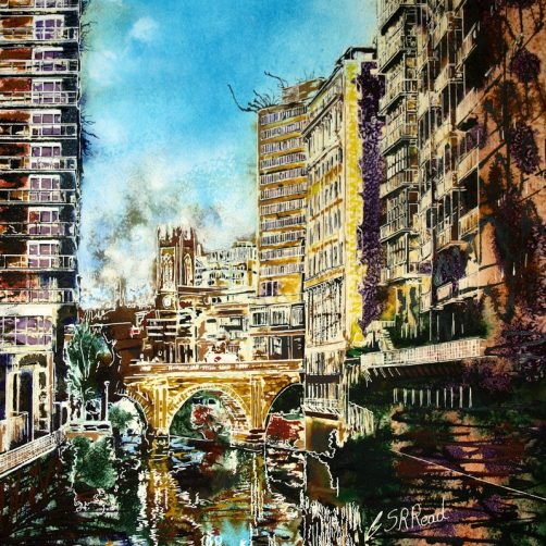 Irwell Reflections - Cathy Read - Watercolour and acrylic ink - ©2019
