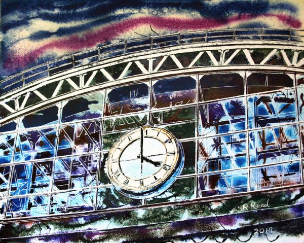 Contemporary Urban paintings ofManchester Central Painting of the Station - ©2019 - Cathy Read - Watercolour and Acrylic - 40 x 50 cm