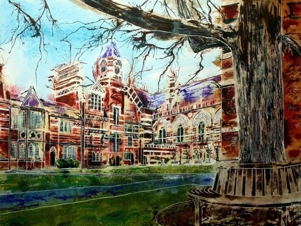 Painting of Keble College, Oxford - ©2013 - Cathy Read -Watercolour and Acrylic- 55 x 75 cm