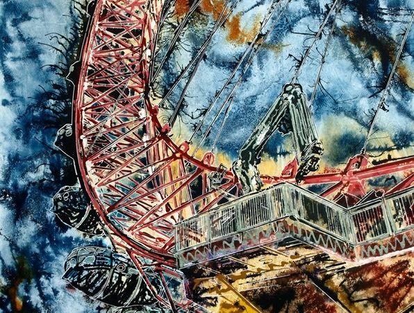 London Eye - ©2017 - Cathy Read - 91x61 cm - Acrylic on paper on board