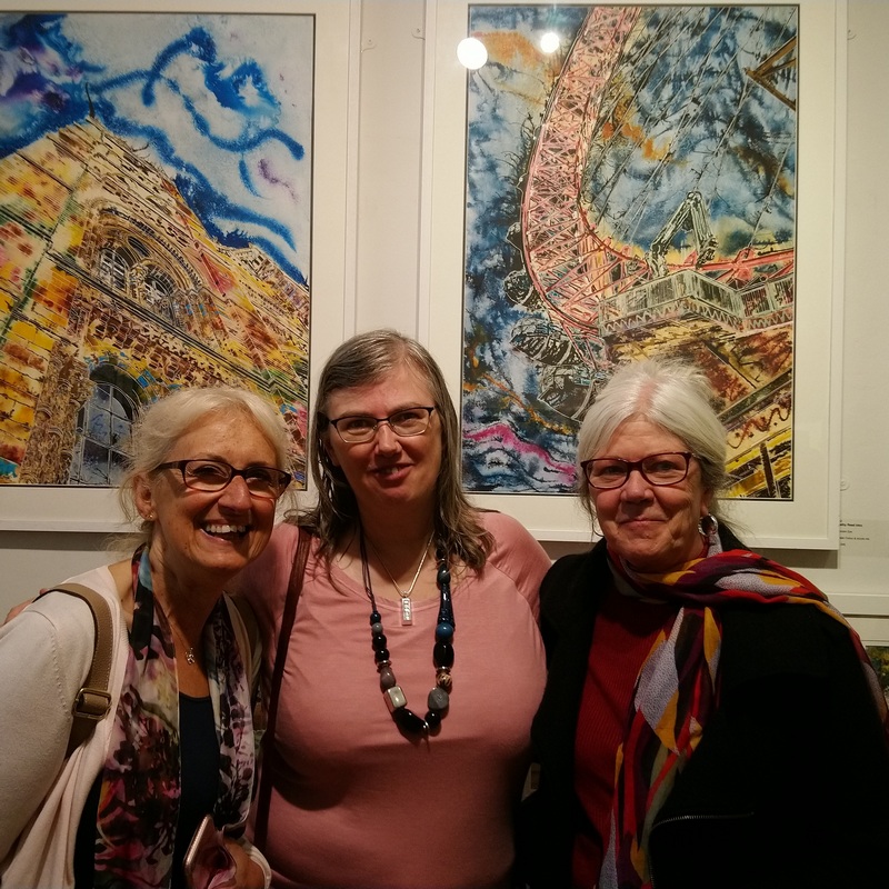 Talking to visitors at Society of Women Artits Exhibition in the North Gallery ©2019 - Cathy Read - SWA exhibition at Mall Galleries