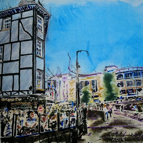 Shambles 50 x 40cm ©2019 Cathy Read Watercolour and acrylic HR