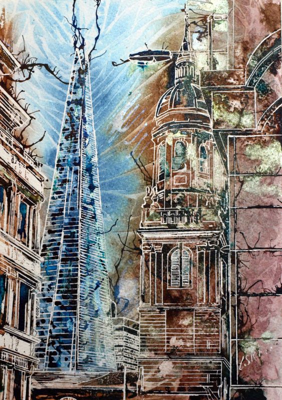 Hidden Shard an original painting of the Shard by Cathy Read