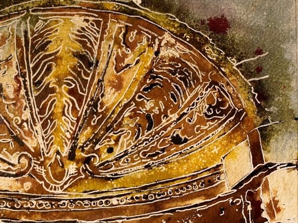 23 Pebble Alcove - ©2018 - Cathy Read - Watercolour and Acrylic - 17.8x17.8cm