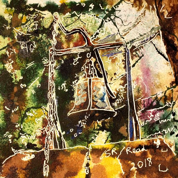 32-Gate Bell -©2018-Cathy-Read-Watercolour-and-Acrylic-17.8x17.8cm
