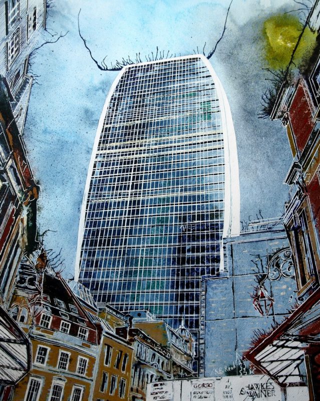 Walkie Talkie painting of 20 Fenchurch Street, London- ©2019 - Cathy Read - 50x40cm